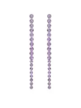 Image of Lipsy Silver Lavender Graduated Linear Drop Earrings, Silver, Women