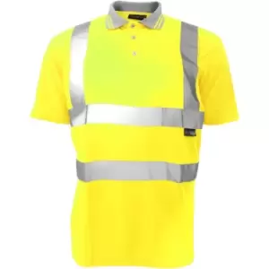Image of Warrior Mens Daytona Hi-Vis Short Sleeve Polo Shirt (3XL) (Fluorescent Yellow) - Fluorescent Yellow
