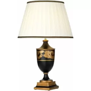 Image of Loops - Single Table Lamp Ivory with Black & Gold Trim Shade LED E27 60w Bulb d00426