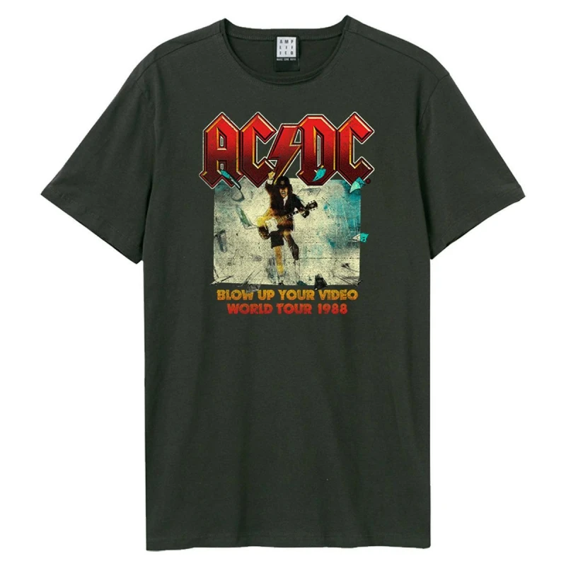 Image of Amplified Amplified Men Blow Up Your Video AC DC T-Shirt in Charcoal Size: Small Charcoal S Male 5063470046294