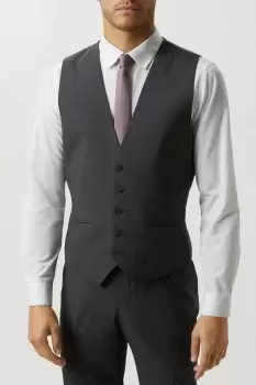 Image of Slim Grey Grid Check Waistcoat