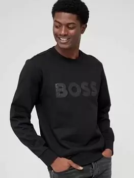Image of BOSS Soleri 01 Relaxed Fit Sweatshirt - Black, Size S, Men