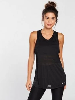 Image of Nike Training Striped Loose Breathe Tank Top Black Size S Women