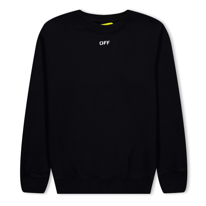 Image of Off White Kids Stamp Cotton Long Sleeve Crew Sweatshirt Black 1001 male 6Y