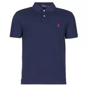 Image of Polo Ralph Lauren POLO AJUSTE DROIT EN COTON BASIC MESH LOGO PONY PLAYER mens Polo shirt in Blue - Sizes EU XS
