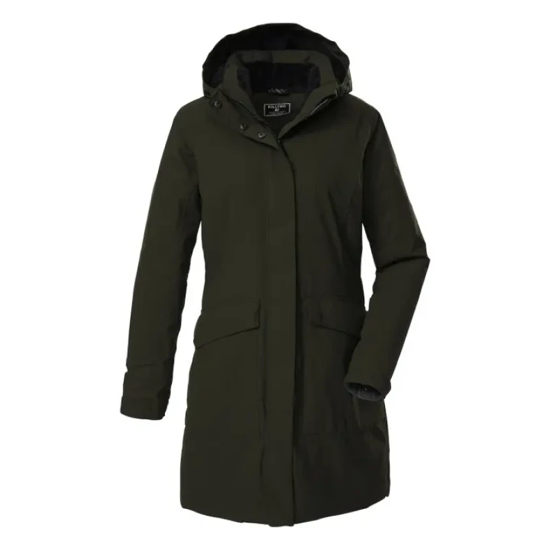 Image of Killtec Womens long hooded waterproof jacket Killtec Kow 18 Vert Female 42