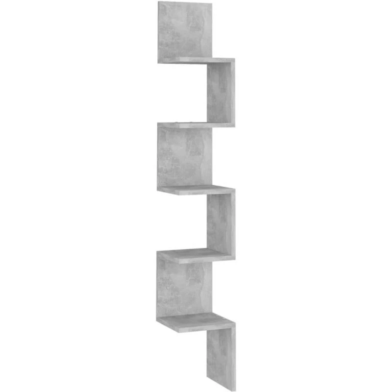Image of VIDAXL Wall Corner Shelf Concrete Grey 20x20x127.5cm Engineered Wood vidaXL 8720286596999