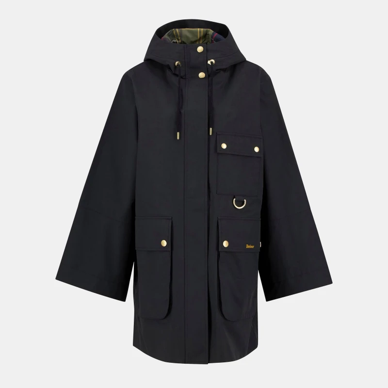 Image of Barbour Womens Arla Waterproof Hooded Long Sleeve Rain Anorak Black/Classic female 14 (L)