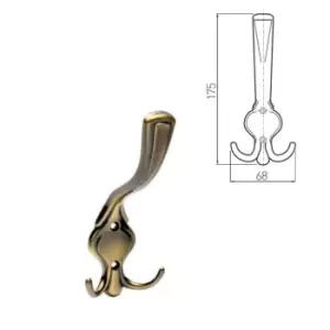 Image of GTV Hat Coat Hanger Hook Door Wall Bath Orvie Model - Old Gold - Type Tripple Ho