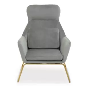 Image of Interiors By PH Highback Velvet Chair Grey Gold Legs