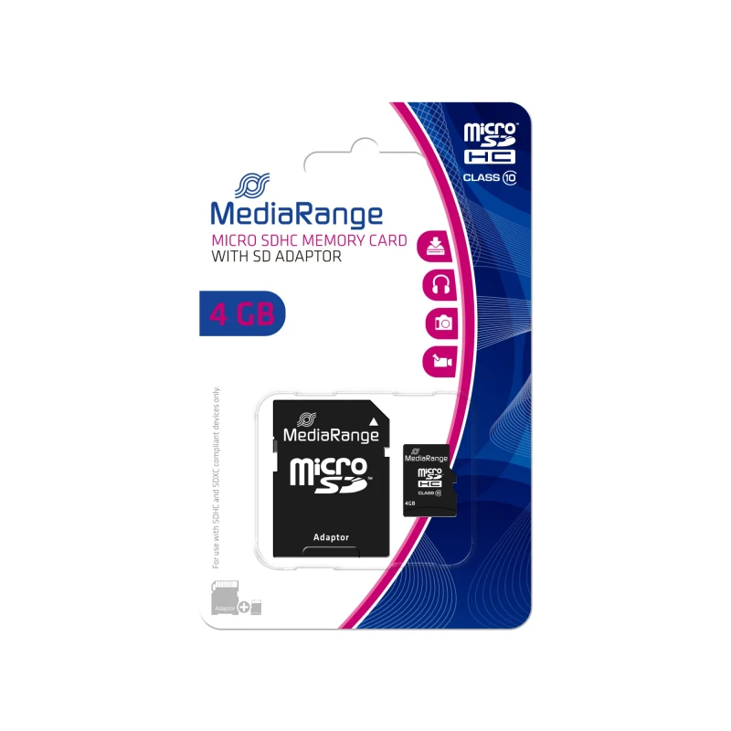 Image of MediaRange MR956 memory card 4GB MicroSDHC Class 10