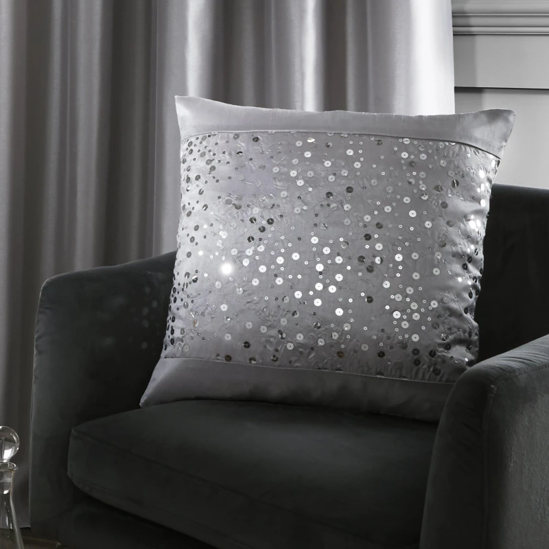 Image of Catherine Lansfield 'Glitzy' Cushion Grey