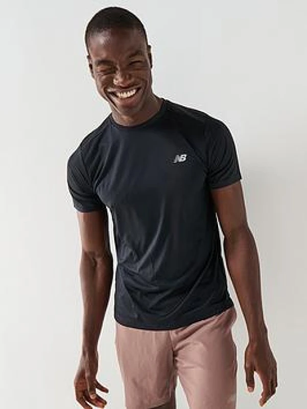 Image of New Balance Mens Short-Sleeve Performance Gym Top - Black Male 2XL