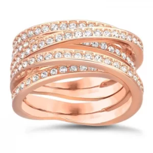 Image of Swarovski Rose Gold-Plated Crystal Spiral Ring Size L