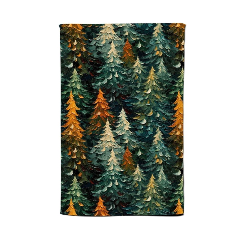 Image of Warren Reed - Designer Impasto Style Christmas Trees Tea Towel in Green Green Unisex