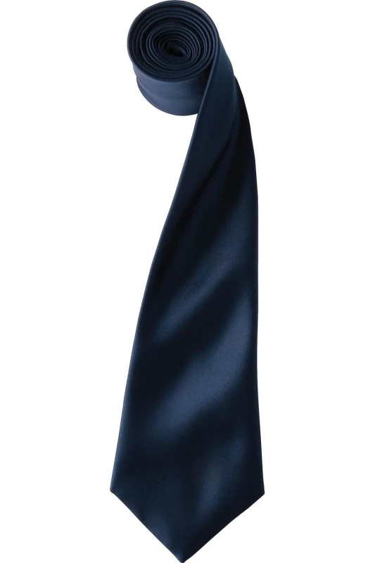 Image of Premier Premier Men Plain Satin Tie (Narrow Blade) in Navy Navy One Size Male 5055805451965