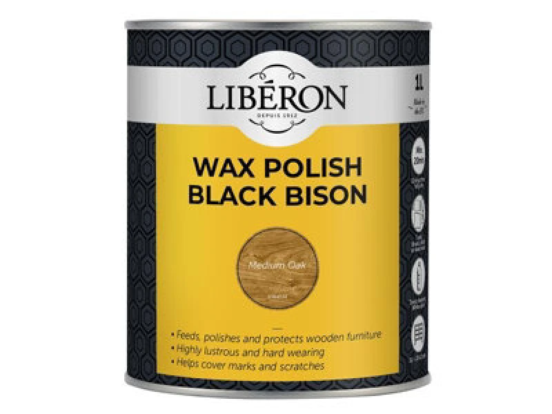 Image of Liberon 126885 Black Bison Wax Paste Medium Oak 1Kg Libbbpwmo1N