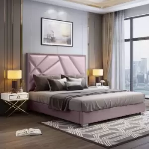 Image of Envisage Trade - Crina Upholstered Beds - Plush Velvet, Super King Size Frame, Pink - Pink