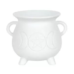 Image of White Triple Moon Cauldron Oil Burner