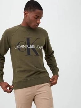 Image of Calvin Klein Jeans Monogram Sweatshirt - Grapeleaf, Grapeleaf, Size 2XL, Men