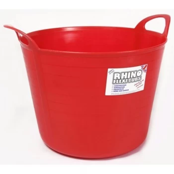 Image of Rhino 40 Litre Heavy Duty Flexi Flexible Garden Container Storage Bucket Tub - Red
