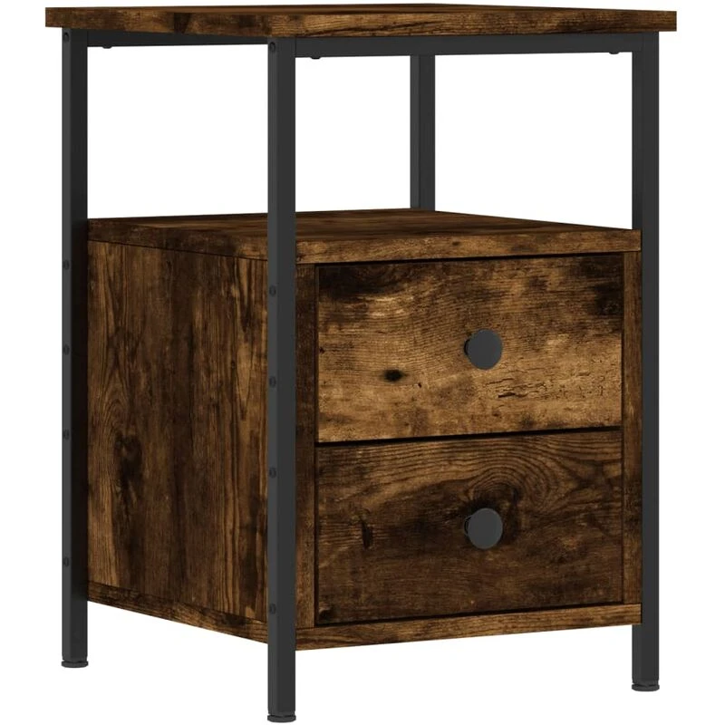 Image of Vidaxl Bedside Cabinet Smoked Oak 34X35.5X50 Cm Engineered Wood, Brown 826017