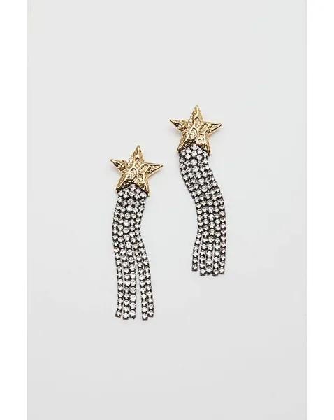 Image of Two Tone Crystal Molten Star Shower Drop Earrings