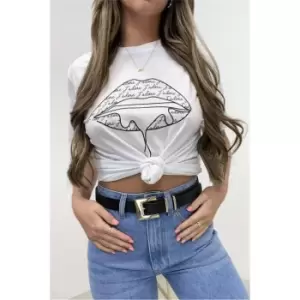 Image of I Saw It First White JAdore Lips Oversized Graphic T-Shirt - Black