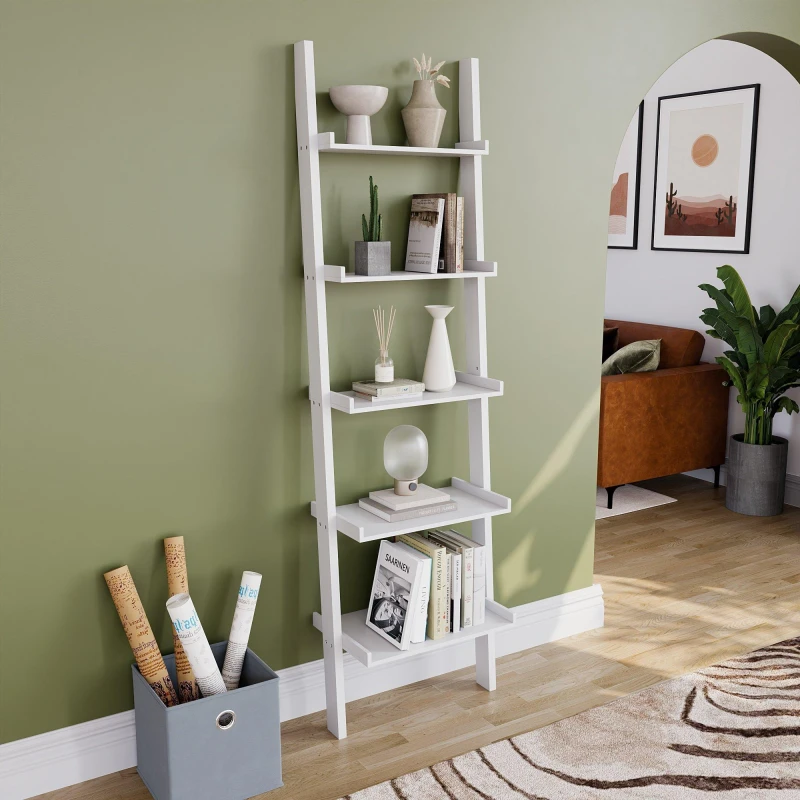 Image of Lassic Vida Designs York 5 Tier Ladder Bookcase White unisex 5 Tier
