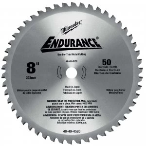 Image of Milwaukee Endurance Metal Steel Cutting Circular Saw Blade 203mm 50T 15.8mm