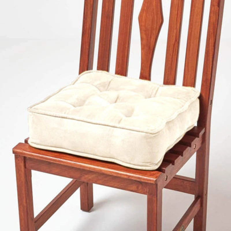 Image of Homescapes Cream Faux Suede Dining Chair Booster Cushion