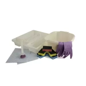 Image of Charles Bentley - 11 Piece Kitchen Cleaning Dishes Cleaner Tools Washing Up Set - Multicoloured