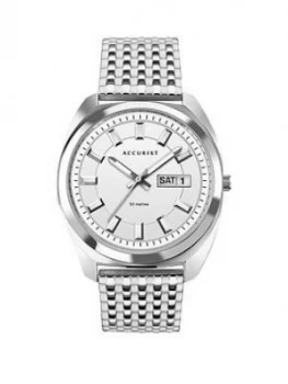 Image of Accurist Retro Range Silver Daydate Dial Stainless Steel Bracelet Watch