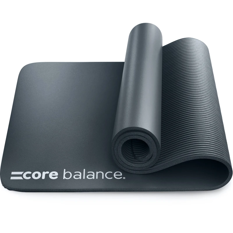Image of Core Balance Yoga Pilates Mat 10mm Thick Foam Exercise Gym Fitness Carry Strap Core Balance Black