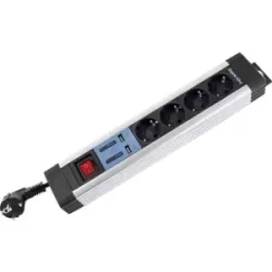 Image of REV 0014438713 Power strip (+ switch) 4x Silver, Black PG connector