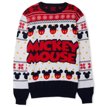 Image of Mickey Mouse Festive Knitted Jumper - White - M