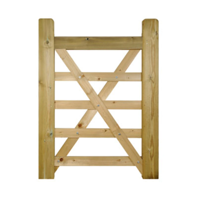 Image of Burbage Iron Craft Evin 5 Bar Wooden Farm Field Gate 1200mm Wide X 1200mm High Ev07