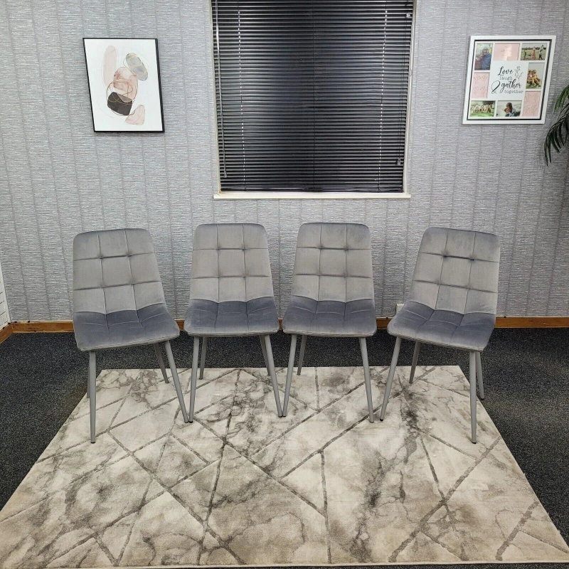 Image of KOSY KOALA Dining Chairs Set Of 4 Tufted Chairs Velvet Chairs Seats Grey