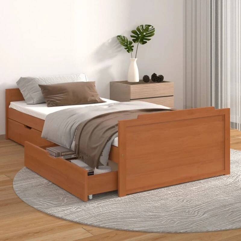 Image of VIDAXL Vidaxl - Bed Frame without Mattress Honey Brown Solid Wood Pine 90x200cm 8720286579190
