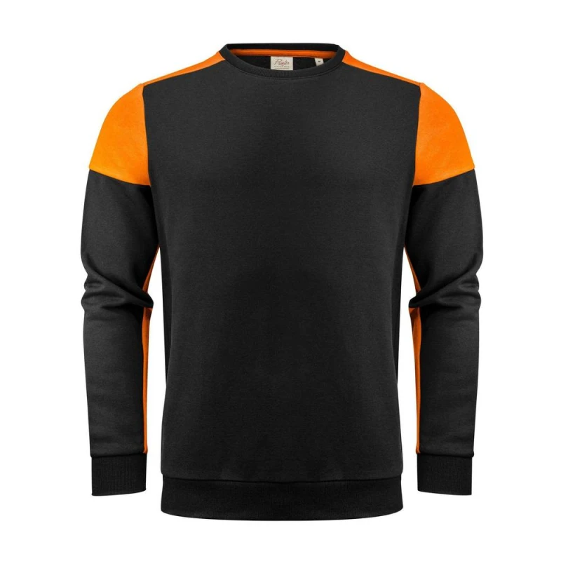 Image of Printer PRIME Mens Contrast Crew Neck Sweatshirt in Black Size: XS Black Male XS