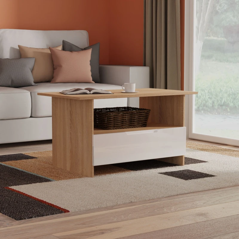 Image of Welcome Furniture Welcome Furniutre Milan Bottom Drawer Coffee Table - Ready Assembled MIL225WGBO