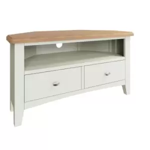 Image of Kettle Interiors Two Tone Oak & White Corner TV Unit