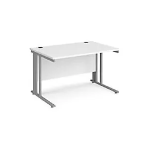 Image of Rectangular Straight Desk White Wood Cable Managed Legs Silver Maestro 25 1200 x 800 x 725mm