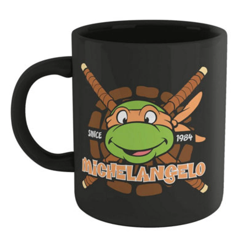 Image of Teenage Mutant Ninja Turtles Teenage Mutant Ninja Turtles Official Michaelangelo Mug - Black One Size Unisex 5056762888528