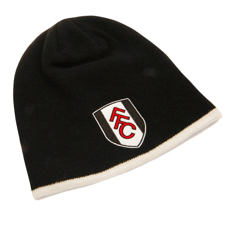 Image of Fulham FC Mens Crest Roll Down Beanie in Black Male One Size