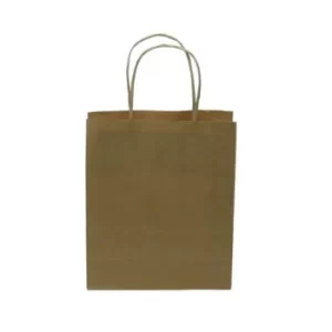 Image of Kraft Paper Carrier Bag Twisted Handles Small 180x215x80mm 90g Natural Brown Ref 12925 [Pack 100]
