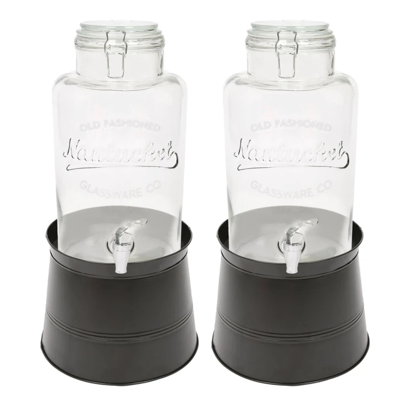 Image of Rink Drink Glass Drinks Dispensers with Tap & Bucket Stand - 6.5L - 2pk in Black Unisex