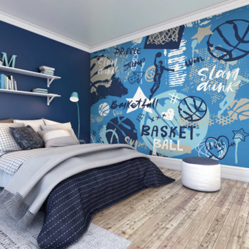 Image of Origin Murals Graffiti Basketball Blue Paste The Wall Mural 300Cm Wide X 240M High