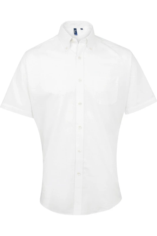 Image of Premier Premier Men Signature Oxford Short Sleeve Work Shirt in White White One Size Male 5054171153749