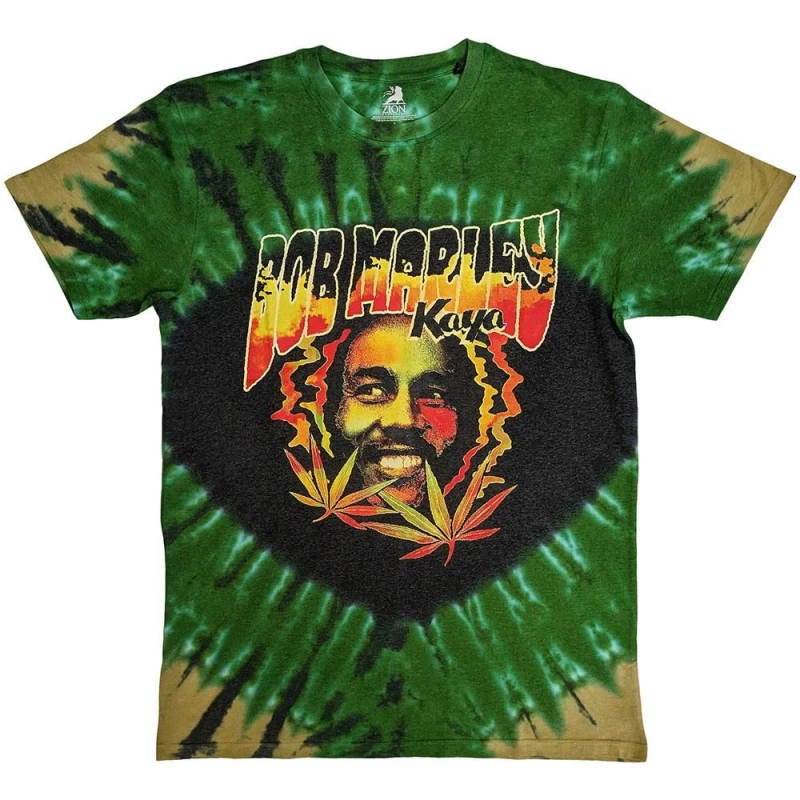 Image of Bob Marley Bob Marley Men Kaya Smoke Washed T-Shirt in Green Size: X-Large Green XL Male 5063652109953